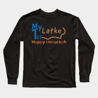 My First Hanukkah Latke Blue Orange Long Sleeve T-Shirt